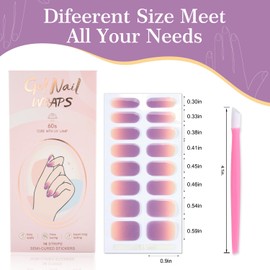 JERCLITY 2 Sheets 32pcs Semi Cured Gel Nail Strips, Gel Nail Wraps Needed LED Lamp to Cured, Ease to Use and Removal, Come with 2 Prep Pads,1 Nail File,1 Wooden Cuticle Stick(Sunset+Dawn)