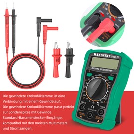 Multimeter Test Leads Set with Alligator Clamps, CAT III 1000 V, 4 mm Test Probes, Threaded Alligator Clamps, Insulated Test Cables for Electronics Craftsmen and Professionals