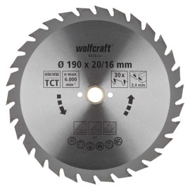 wolfcraft TC Circular Hand Saw Blade, green series I 6376000 I Fast, medium-coarse cuts