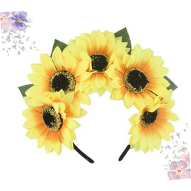 FOMIYES Photo Headdress Spa Headband Costume Decorations Gold Headpiece Fleshy Headwear Wig Tiara Artificial Leaves Fairy Body Glitter Bouquet Hairpin Headband Lei Outfit Tropical Yellow