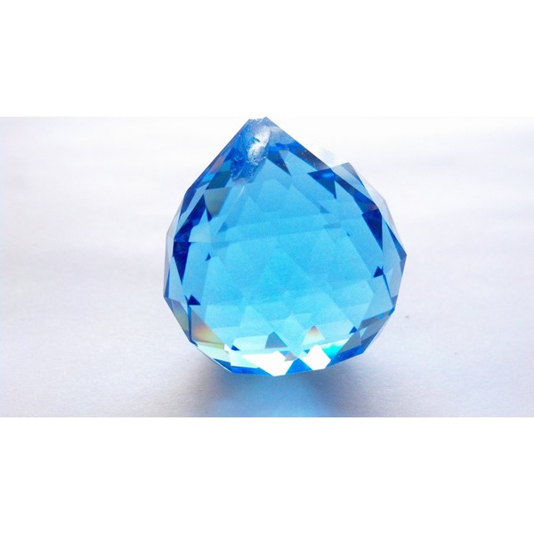30mm Chandelier Crystal Light Blue Faceted Ball Prism Feng Shui