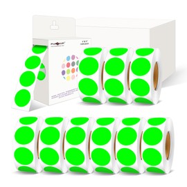 PARLAIM 10000 PCS 1 inch Colored Dot Stickers Round Color Coding Labels,10 Rolls Polka Circle Dots Bulk for Office Classroom, Fluorescent Green