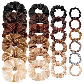 24 PCS Satin Hair Scrunchies, Elastic Silk Hair Bands, Skinny Hair Ties, Colorful Scrunchies for Ponytails, Braids & Bun Hairstyles