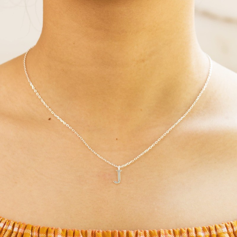 Philip Jones Sterling Silver Initial J Necklace