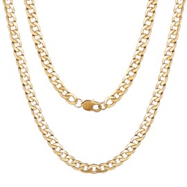 HSWYFCJY Men's gold curb chain necklac men's Cuban stainless steel chain,Cuban Chain necklace for men, width 9MM, 18inch