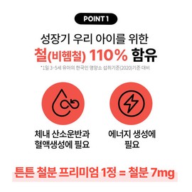 Vitamin Story (2-Month Supply) Apple Kinder Strong Iron Premium Chewable Children's Iron Supplement Vitamin C 1 Box / Blueberry Flavor / (2개월분) 애플킨더 튼튼 철분 프리미엄 츄어블 어린이 철분제 비타민C 1박스 / 블루베리맛