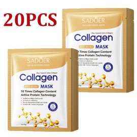 Unbranded 40Pcs Anti-Wrinkle Collagen Face Mask Moisturizing Anti-Aging Repair Brightening - 20PCS
