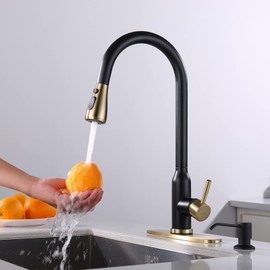 Touch Kitchen Faucet,KEER Smart Kitchen Sink Faucet with Pull Down Sprayer, Touch on Activated Kitchen Bar Sink Faucet Brushed Nickel, Stainless Steel (Matte Black Gold)