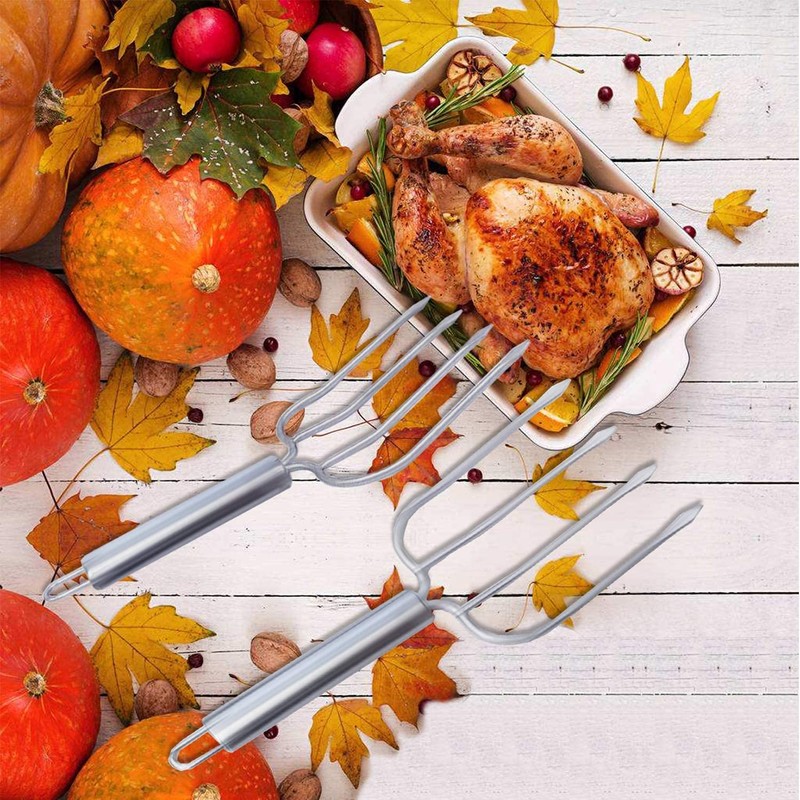 Stainless Steel Poultry Lifters Set of 2.Meat Fork, Roaster Poultry