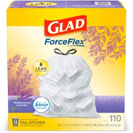 Glad Trash Bags, Lavender, 13 Gal, 110 Ct