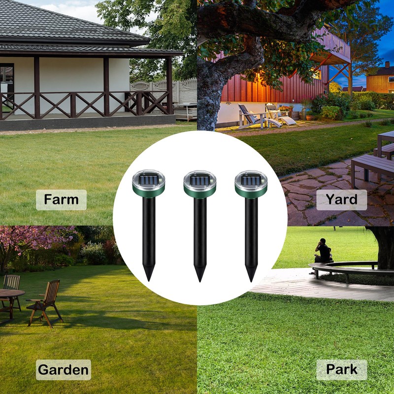 Mole Repellent 10 Packs Solar Powered, Vole Repellent Waterproof Outdoor