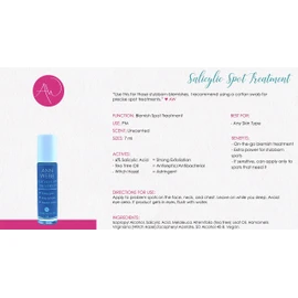 ANN WEBB Salicylic Spot Treatment - Roller bottle to treat acne, breakouts, zits and skin blemishes. Salicylic Spot Treatment is great for stubborn skin issues. Small bottle can go with you