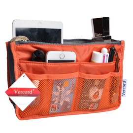 Vercord Purse Organizer,Insert Handbag Organizer Bag in Bag Orange L