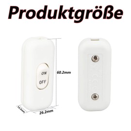 Pack of 3 Cord Switch 2-Pin 6 A 250 V Lamp Switch, Switch Lamp for Cable Switch, Electric Lamps, Table Lamps or Lights (White)