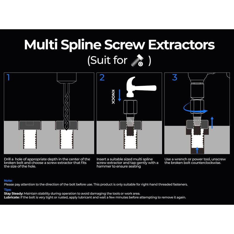 toolant 15pcs Impact Screw Extractor Set, Bolt & Nut Remover