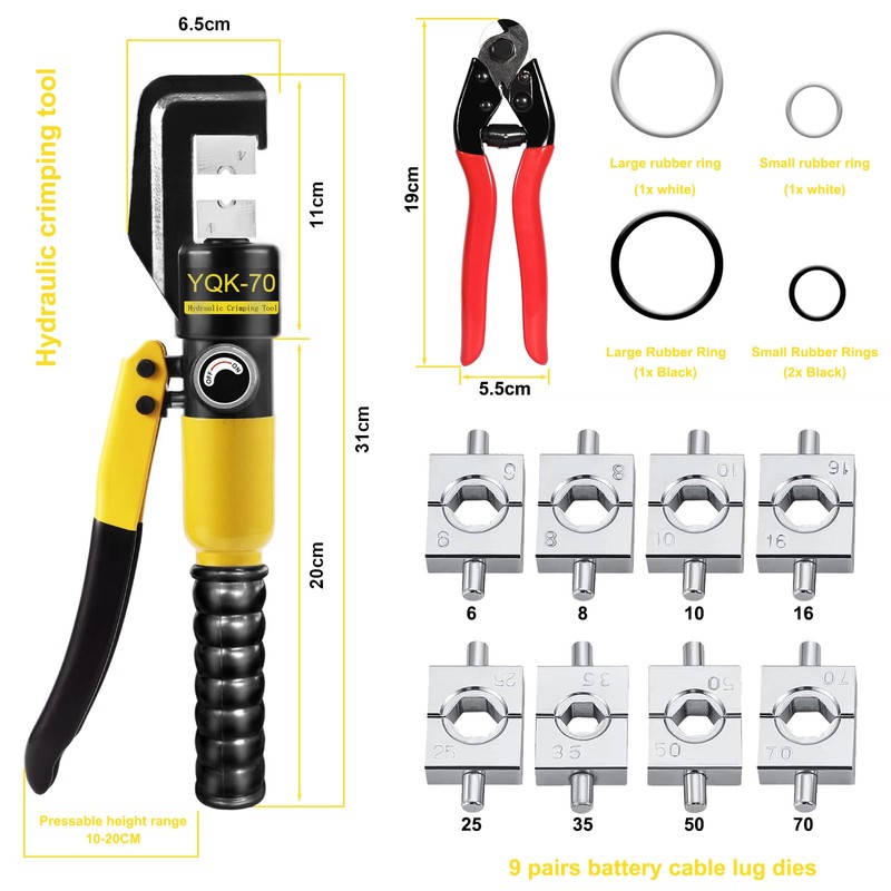 Brileine Hydraulic Crimping Tool and Cable Cutter Hydraulic Cable Lug