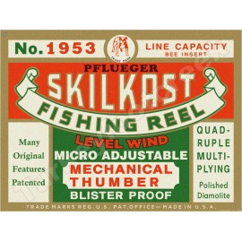 Pflueger Skilkast Fishing Reel 18" x 24" Metal Sign