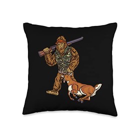 White Tail Deer Hunting Bigfoot Hunter Throw Pillow
