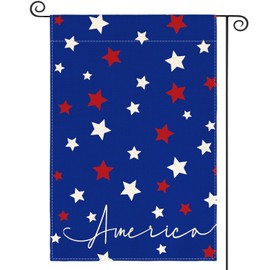 AVOIN colorlife 4th of July America Blue Garden Flag 12x18 Inch Double Sided Outside, Independence Day Patriotic Stars Yard Outdoor Decoration