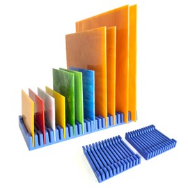 Stained Glass Storage Rack, Stained Glass Holder, 12 Slots (Blue, 4-Pack)