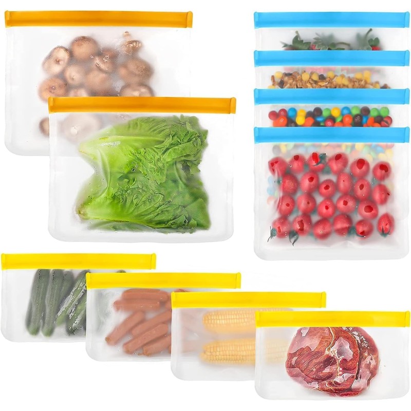 Ozchillon 12 Pack Reusable PEVA Storage Bags – BPA-Free Freezer,