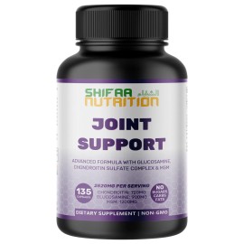 SHIFAA Halal Joint Support with Glucosamine, Chondroitin, MSM – 135 Ct