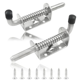Litoexpe 5 Inch Spring Loaded Latch Pin, Heavy Duty Barrel Bolt Door Latch, Stainless Steel Barrel Bolt Door Lock, with mounting Screws(2 Packs, Silver)