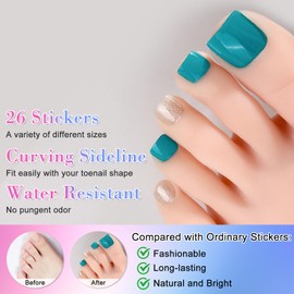 Boloshine Semi-Cured Gel Nail Foils for Toenails, Pack of 26 Pedicure Wraps Toenail Stickers, Shiny UV Gel Toenail Nail Foil UV/LED Lamp Required - Blue Ocean Starlight
