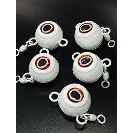 5 "Fluke" Ball Halibut Flounder Sinker Weight Lure 1/0 Rosco Swivel - White 1.5 oz