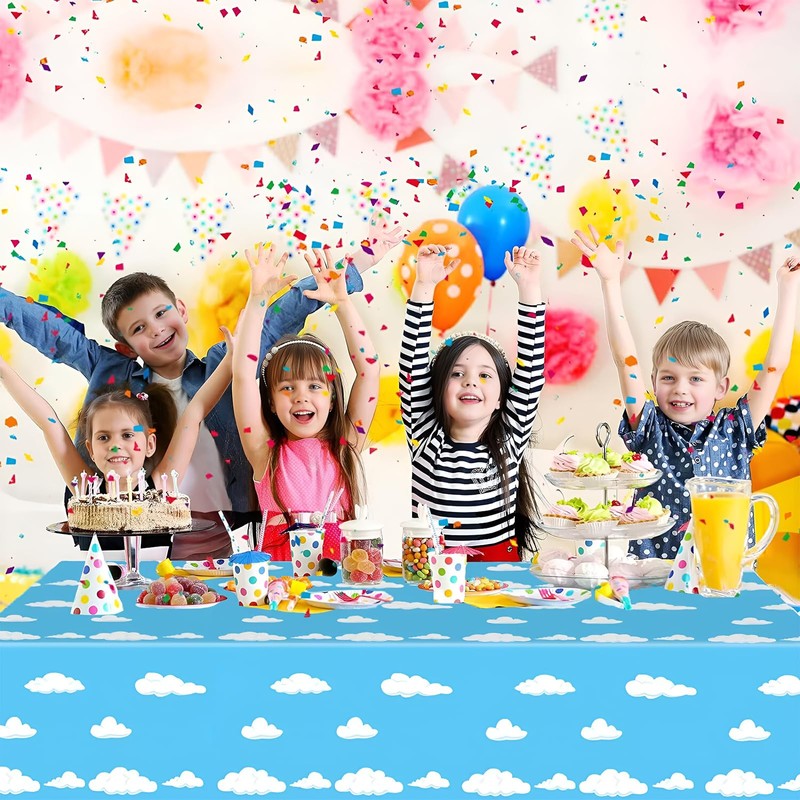 Cloud Party Table Decoration, Children's Blue Cloud Theme Tablecloth,Suitable for