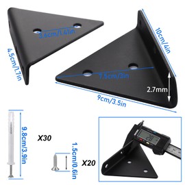LOLYSIC 10 Pcs Shelf Brackets, 8x10cm Triangle Floating Shelf Brackets Supports, Heavy Duty Hidden Shelf Brackets, Metal Invisible Wall Brackets for Shelves, Black