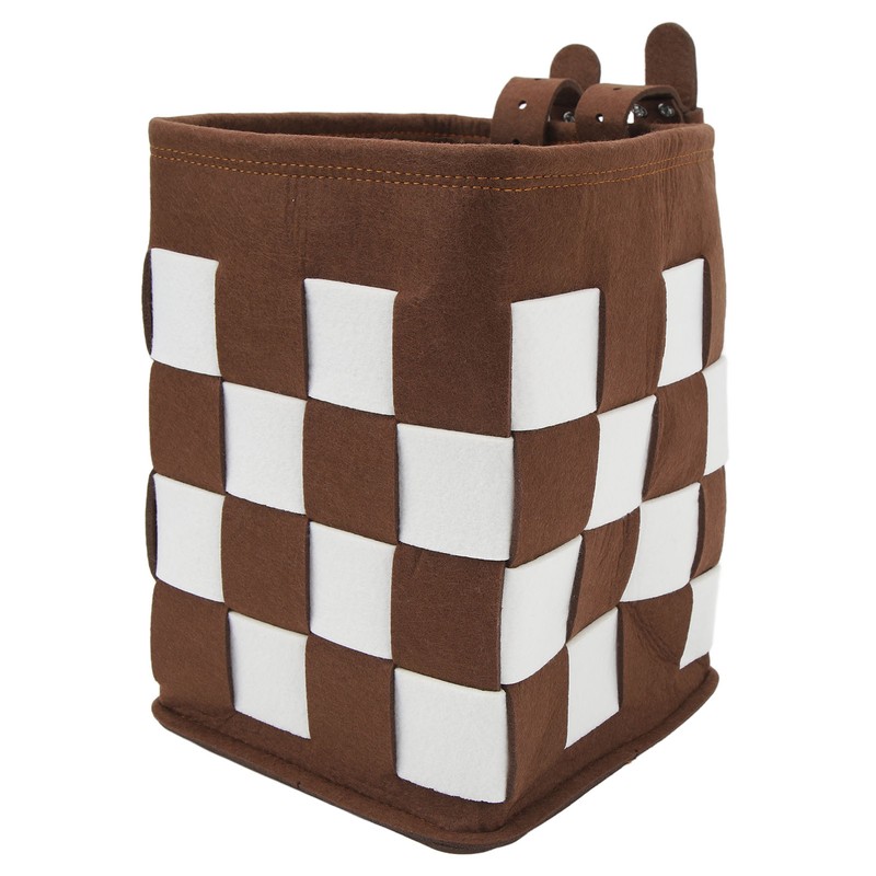 Felt Bicycle Basket Felt Cloth Foldable Detachable Brown and White
