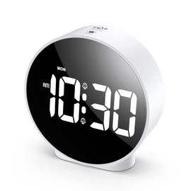 ORIA Digital Alarm Clock, HD LED Display Digital Alarm Clock, Simple Table Clock, Electronic Desk Clock, Dual Alarms, 12/24Hr, 4 Adjustable Brightness for Bedroom, Office, Table