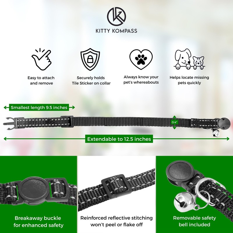 Tile Sticker Holder Cat Tracking Collar (2024) - Breakaway, Reflective