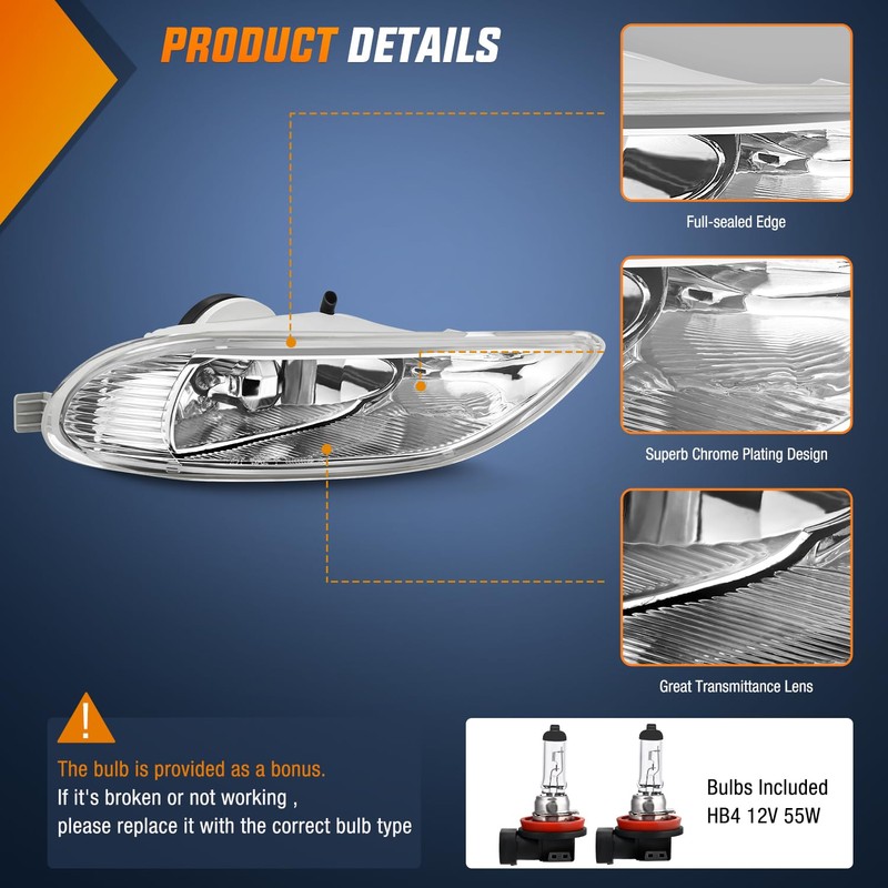 Nilight Fog Light Assembly Compatible with 2002 2003 2004 Toyota