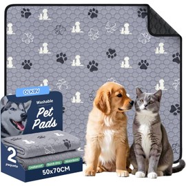 Almohadillas Lavables Para Perros,Orinar Súper Absorbente,Tapetes Reutilizable Entrenamiento Para Perros,Almohadilla Con Antideslizante Inferior Para Perro Gatos. (Estampado gris, 50x70cm（2 pcs）)