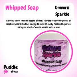 Unicorn Sparkle Whipped Soap Body Wash - 150g - Natural Oils and Butters - Sweet Scent - Vegan Friendly - Puddle of Wax - Made in the UK