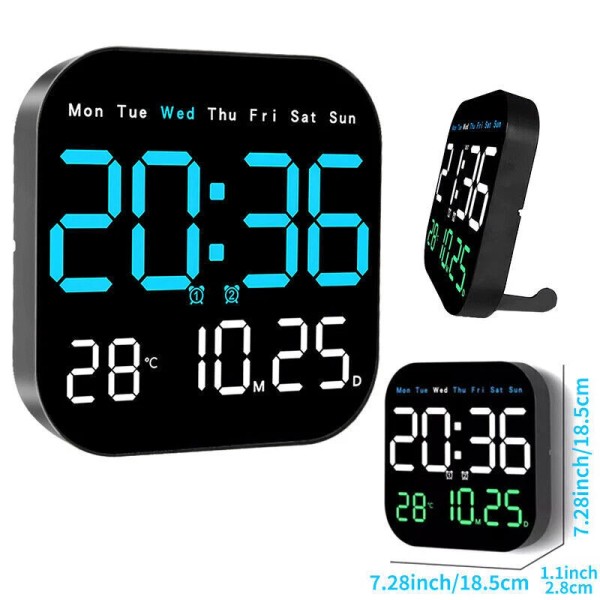 LED Large Digital Wall Clock Remote Control Temperature Date Week