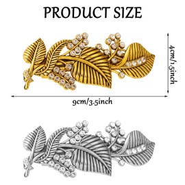 2 PCS French Vintage Leaf Hair Barrettes, Hand Crafted Spring Clip Metal Hair Pin,Elegant Jewelry Hair Decorations for Women Girls