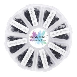 Premade Volume Fan for Eyelash Extension: 500 Handmade Fans, Loose Lash, Wend Lashes, SM0207-Black-500-30P-D-9-16mm