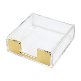MultiBey Clear Gold Acrylic Sticky Note Pad Holder for Desk, Memo Holder Paper Dispenser, Desktop Accessories Organizer for Office School Home(Gold)