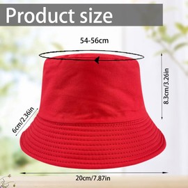 LUKIUP Unisex Reversible Bucket Hat, 2 in 1 Reversible Summer Hat, Cotton Sun Hat, Wide Brim Outdoor Sun Hat, Flat Top Cap for Fishing, Hiking, Beach Sports, Red exterior and black interior