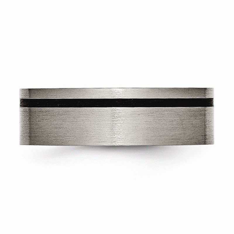 Solid Titanium Black Rubber Flat 7mm Matte Brushed Finish Wedding