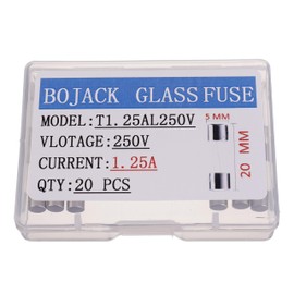 BOJACK T1.25AL250V 5x20mm 1.25A 250V Slow Blow Fuses 1.25 amp 250 Volt 0.2 x 0.78 Inch Glass Tube Time-delay Fuses(Pack of 20 Pcs)