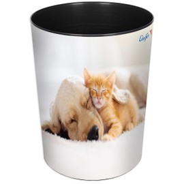 Läufer 26667 Dog and Cat Waste Paper Bin, 13 Litre Trash Bin, Perfect for Children's Room, Round, Sturdy Plastic, Waste Bin for Children