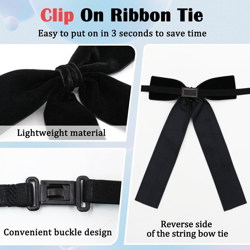 Luckyvestir Black Western Bow Ties for Men Women, Colonel Velvet