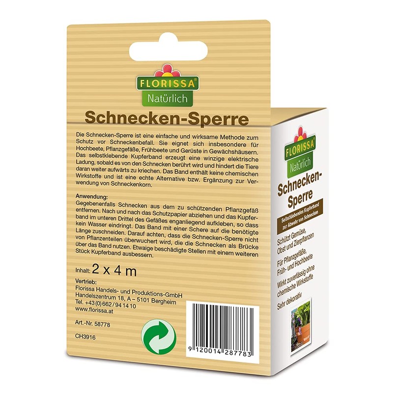 Florissa Natürlich Organic Snail Barrier, Copper Band for Repelling Nudibranch