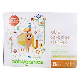 BabyGanics - Ultra Absorbent Diapers Stage 5 (27+ lbs) - 58 Diaper(s)