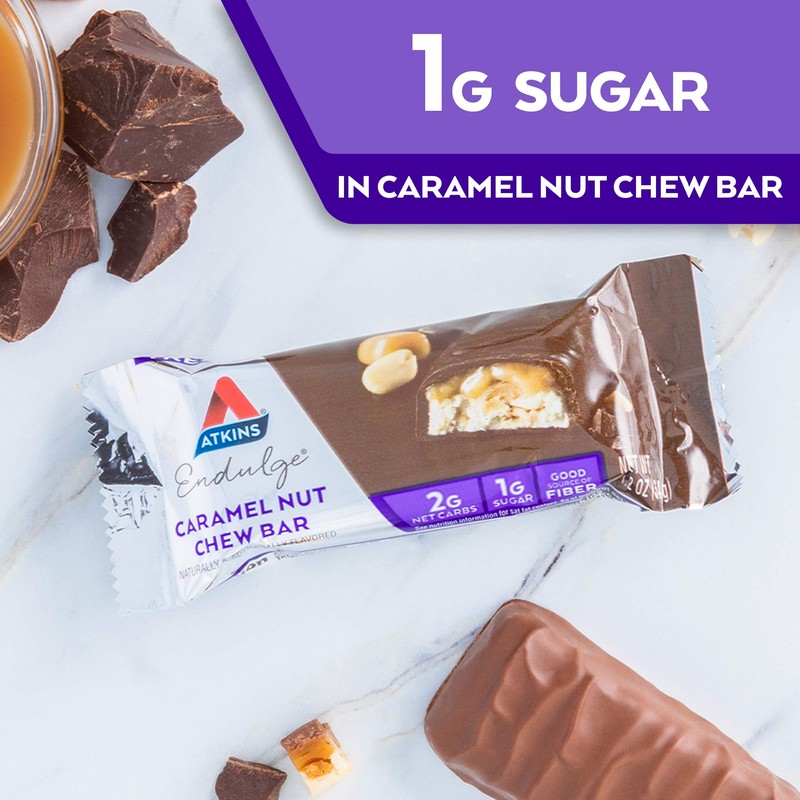 Atkins Endulge Caramel Nut Chew Bar, Dessert Favorite, 1g Sugar,