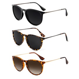 HENGOSEN Vintage Polarized Sunglasses for Women Men Round Classic Retro Women Sunglasses UV Protection Lens (Grey/Grey/Gradual Brown)